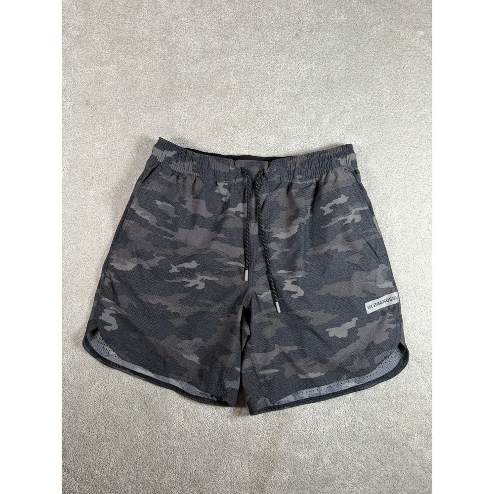 Legends Shorts Mens Large Camo Luka Lined Performance Stretch Gym Workout Active